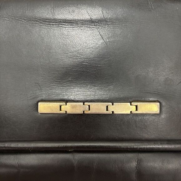 Pre-Owned Vintage Swan‎ Original Black Leather Clutch